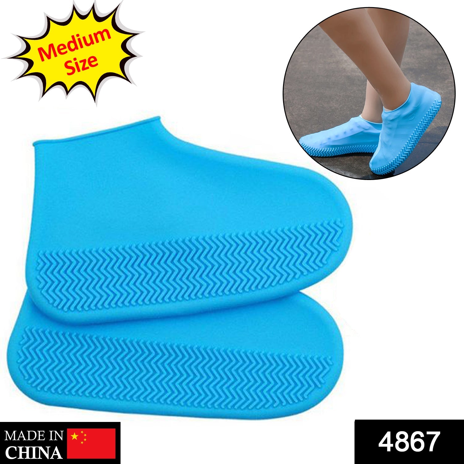 4867 Non-Slip Silicone Rain Reusable Anti skid Waterproof Fordable Boot Shoe Cover DeoDap 4867 Non-Slip Silicone Rain Reusable Anti skid Waterproof Fordable Boot Shoe Cover DeoDap
